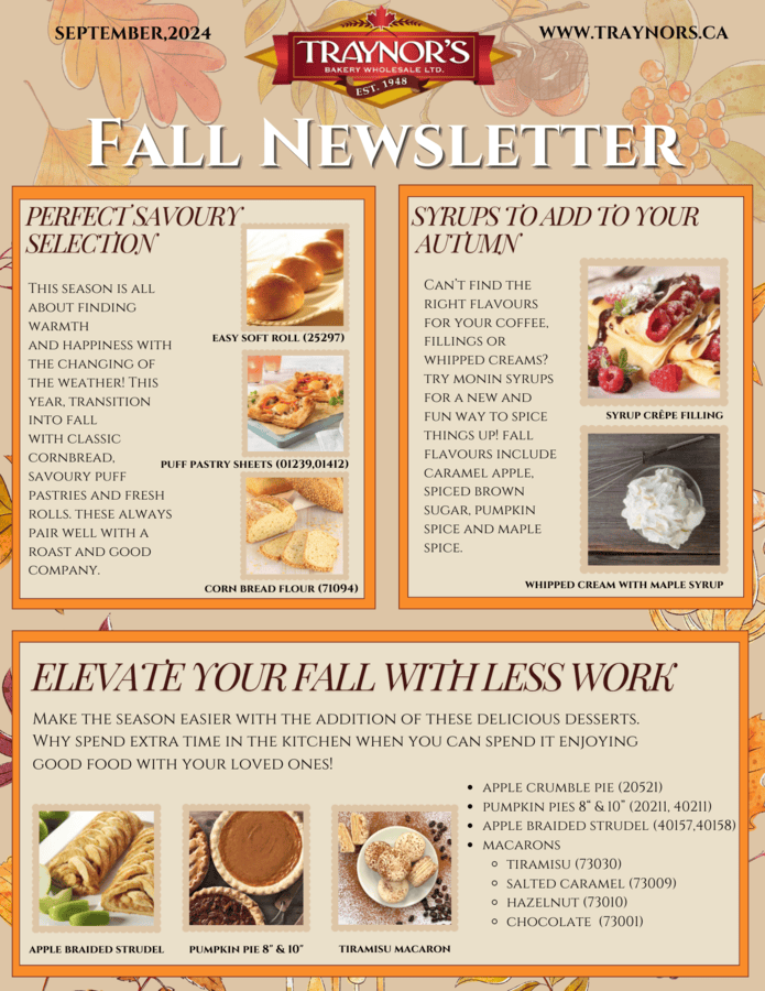 Fall Newsletter September 2024 -Traynor's Wholesale Bakery.