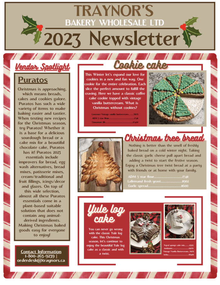 Winter Christmas Newsletter - Blog Recipes at Traynor's Wholesale Bakery.