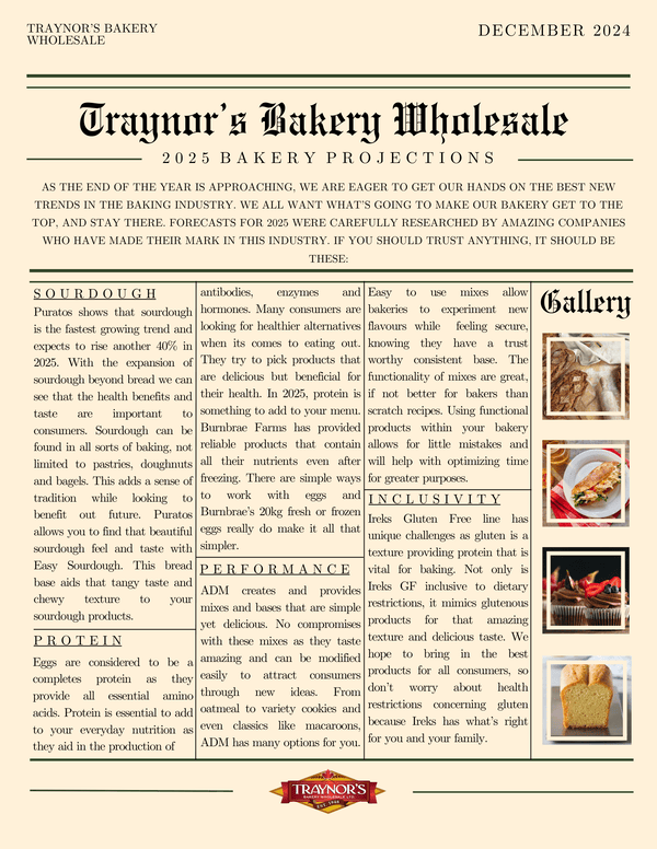 2025 Bakery Projections December | Traynor's Wholesale Bakery.